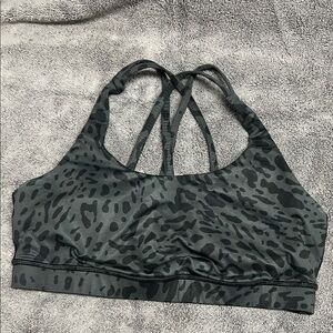 LULULEMON grey cheetah leopard print sports bra bralette size 10
